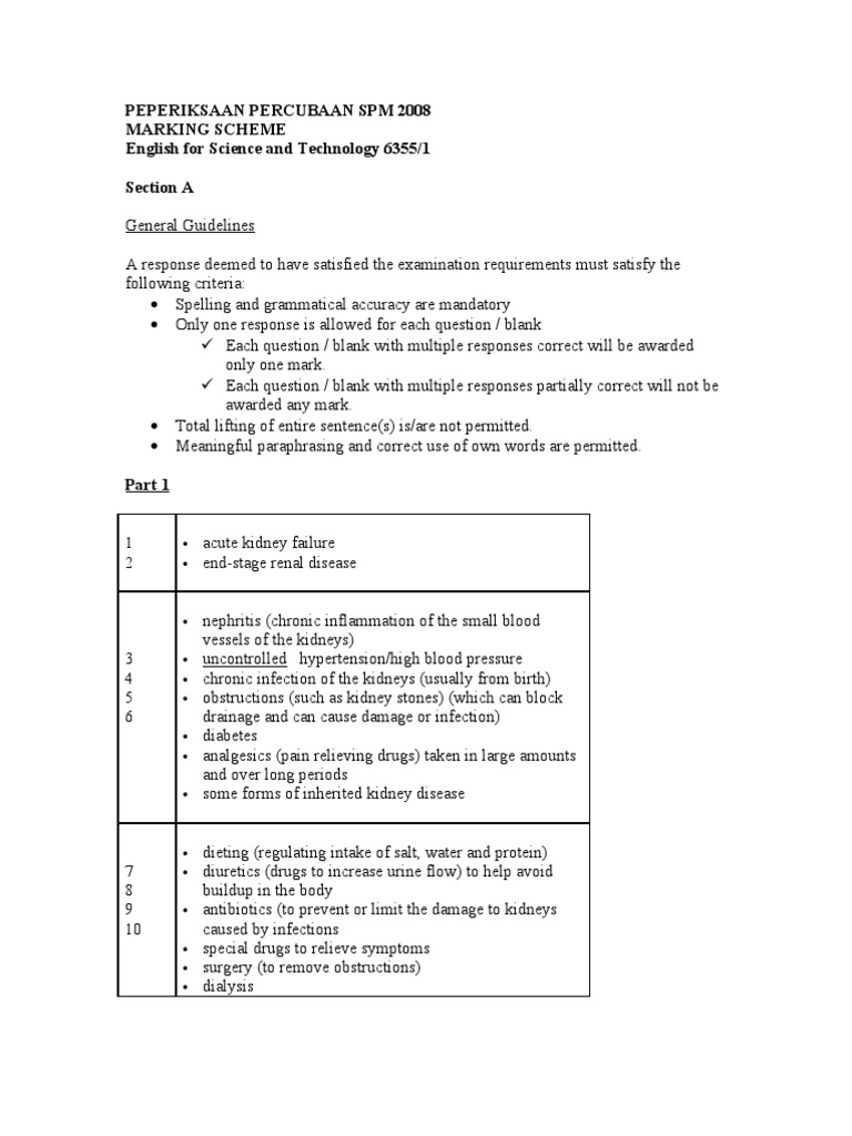 Peperiksaan Percubaan SPM 2008 Marking Scheme English For Science and ...