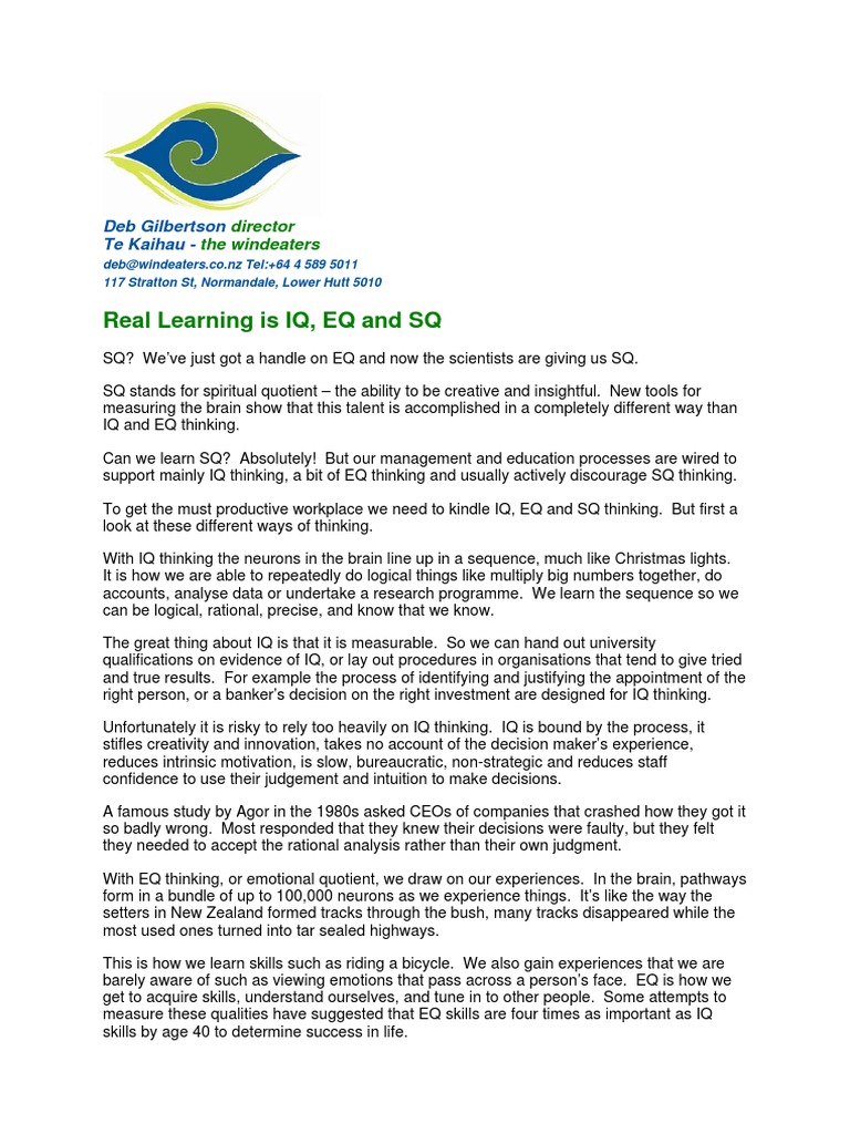 Balancing IQ, EQ, and SQ in Education | PDF | Emotional Intelligence ...