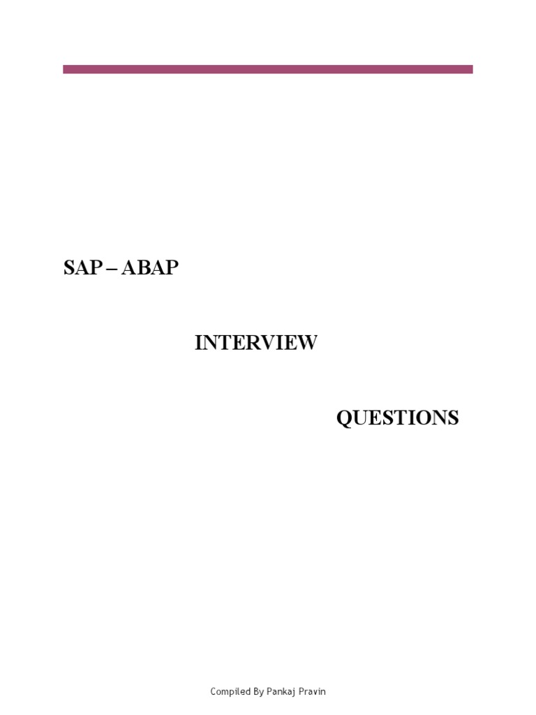 SAP ABAP Interview Prep Guide | PDF | Enterprise Resource Planning ...