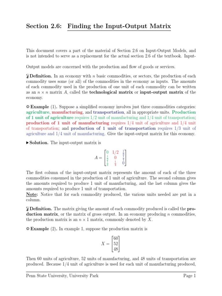 Input Output Models | PDF | Input–Output Model | Matrix (Mathematics)