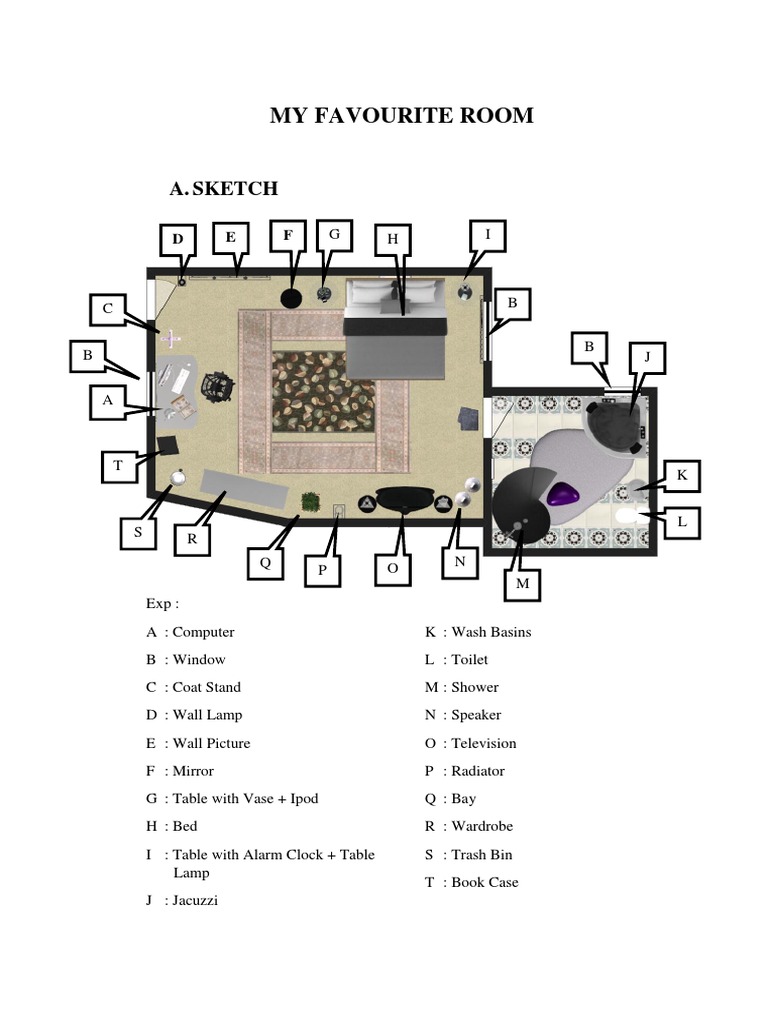 My Ideal Bedroom Design Sketch | PDF