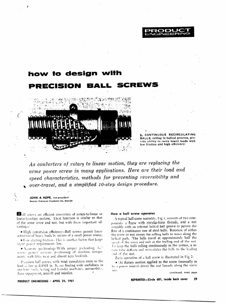 Designing with Precision Ball Screws | PDF | Bearing (Mechanical ...