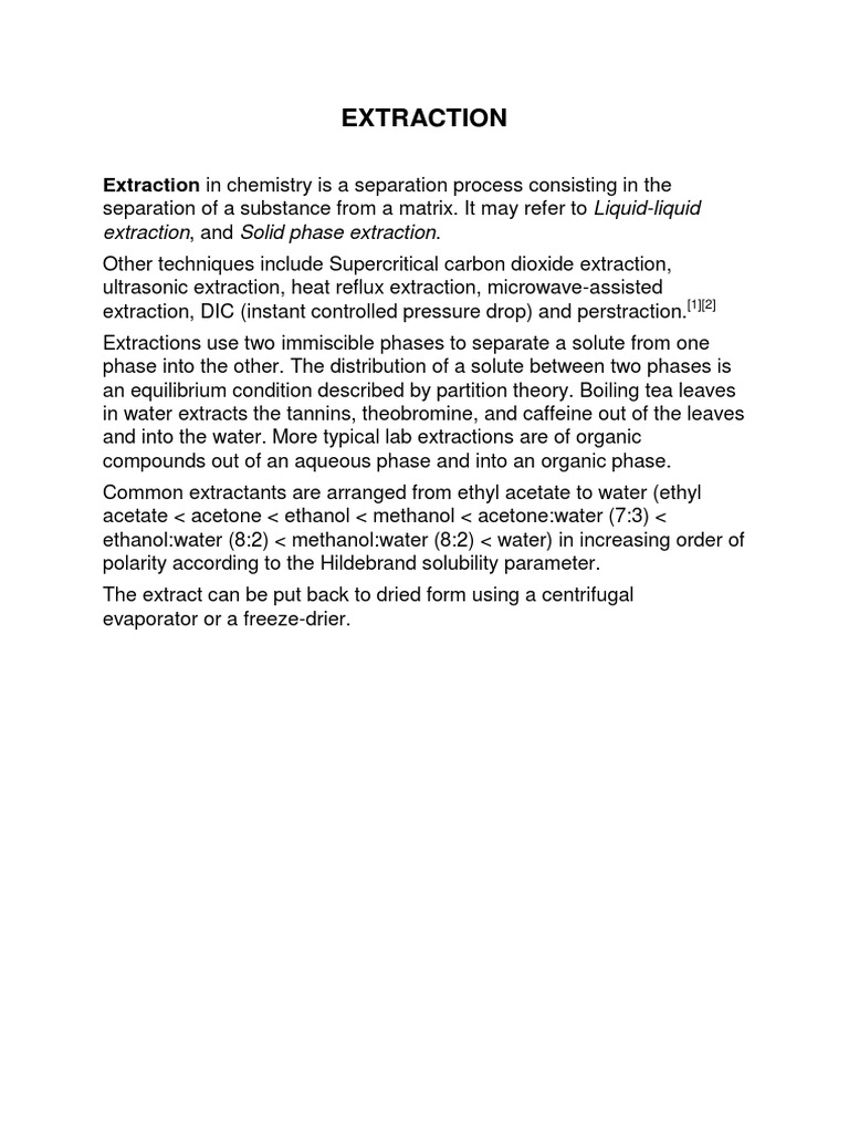 Chemistry Extraction Techniques Explained | PDF
