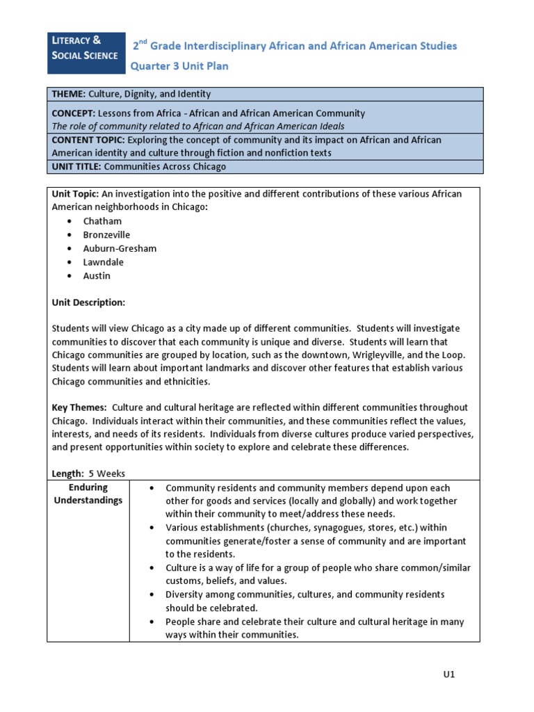 2nd Grade African American Studies Unit | PDF | Community | Reading ...