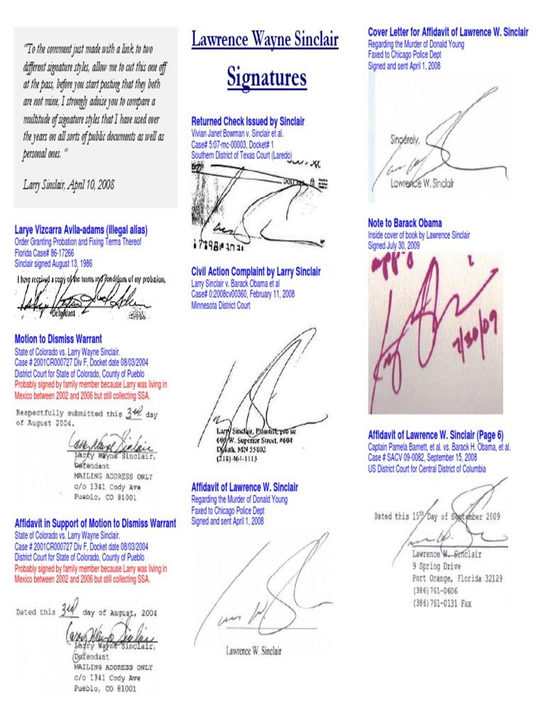Larry Sinclair's Signature Controversies | PDF | Public Law | Common Law