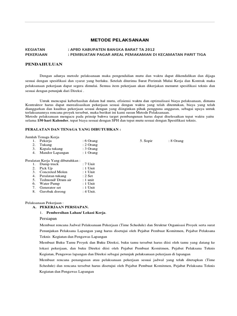 Metode Pelaksanaan Pagar Kuburan PDF