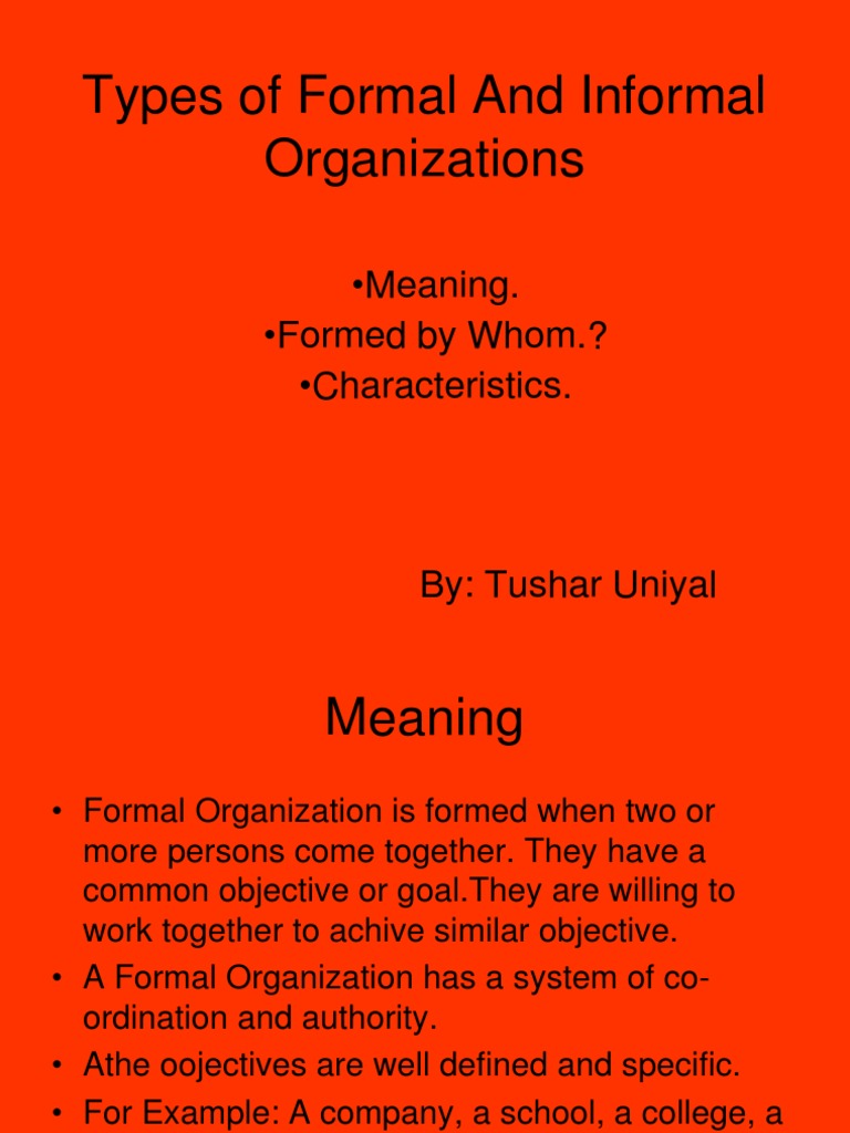 Types of formal and informal organizations