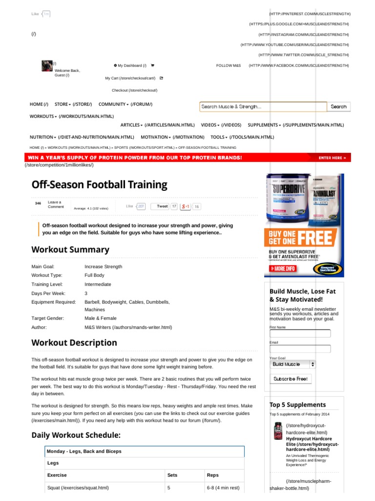 Off-Season Football Training - Muscle & Strength | PDF | Self Care ...