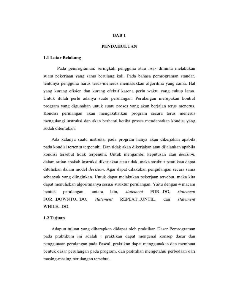 Struktur Perulangan dalam Pascal | PDF