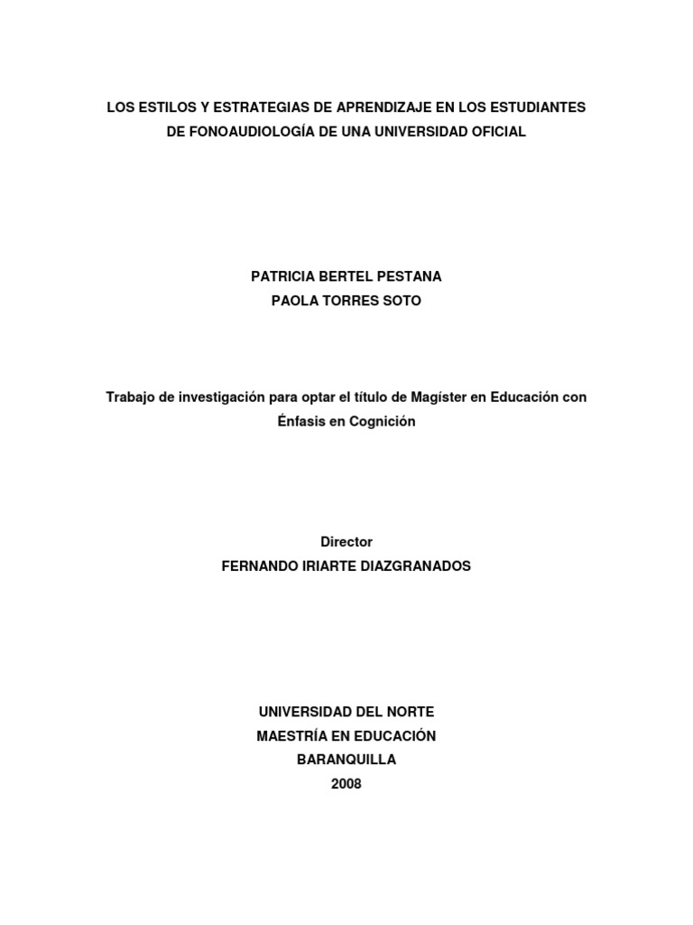 Estilos y Estrategias en Fonoaudiología | PDF | Métodos y materiales de ...