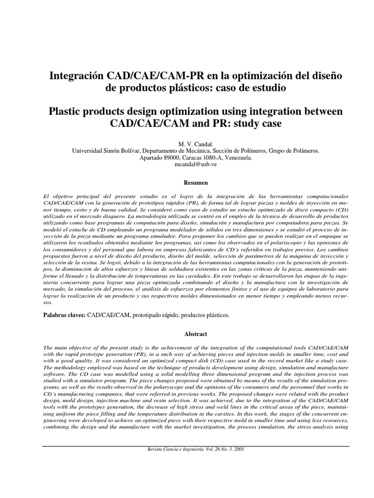 Integración CAD:CAE:CAM-PR en La Optimización Del Diseño de Productos ...