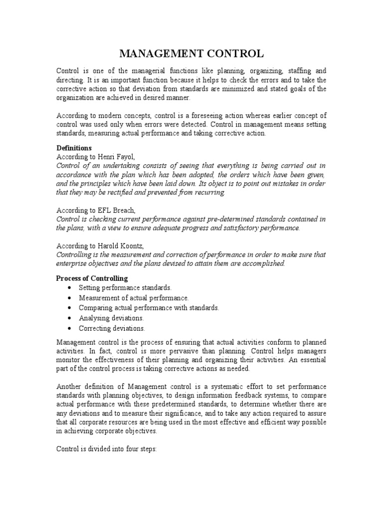 Management Control Process Guide | PDF | Motivation | Motivational