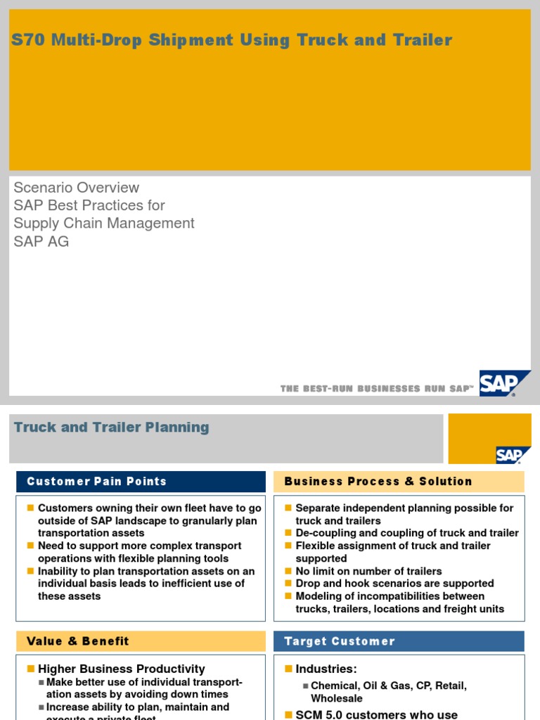 S70 Multi-Drop Shipment Using Truck and Trailer: Scenario Overview SAP ...