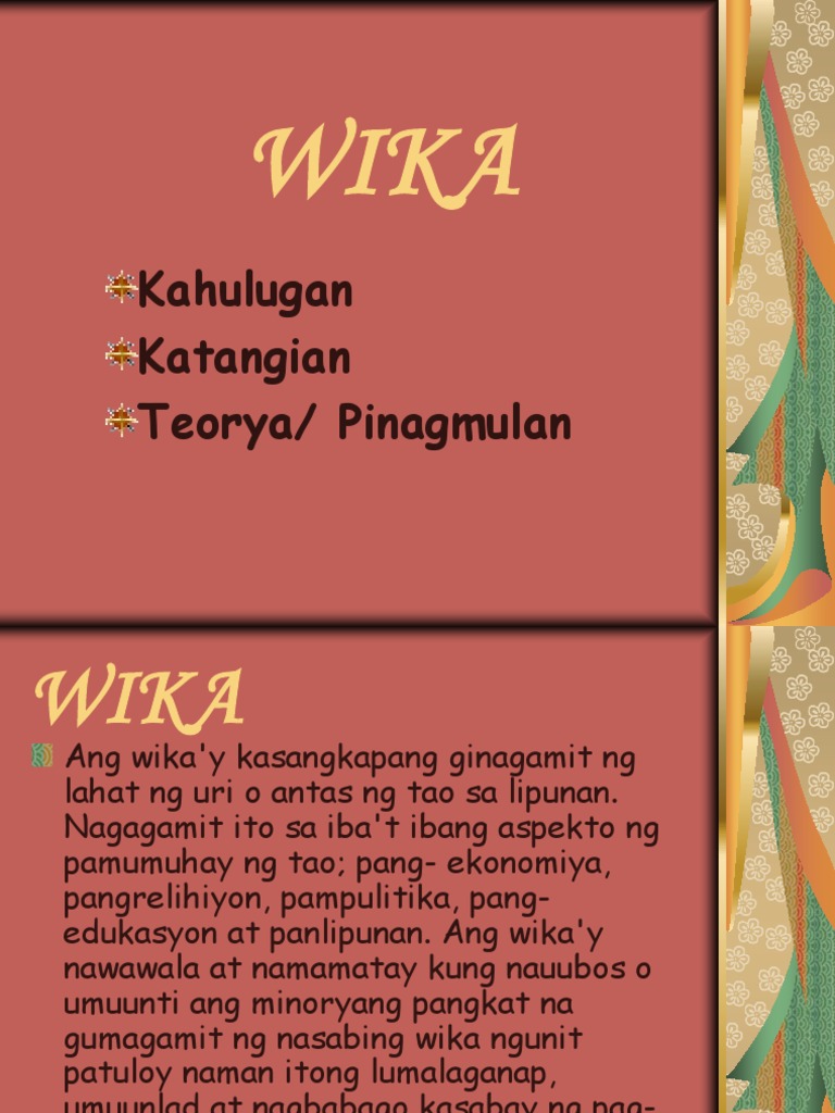 Ang Kahulugan Ng Wika, Teorya at Pinagmulan Nito