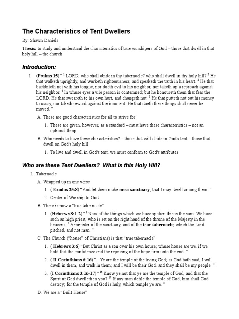 Characteristics of Tent Dwellers PDF Religious Belief And Doctrine Religious Behaviour And