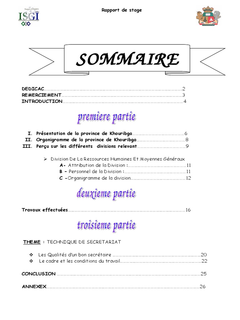 Rapport De Stage Secrétariat