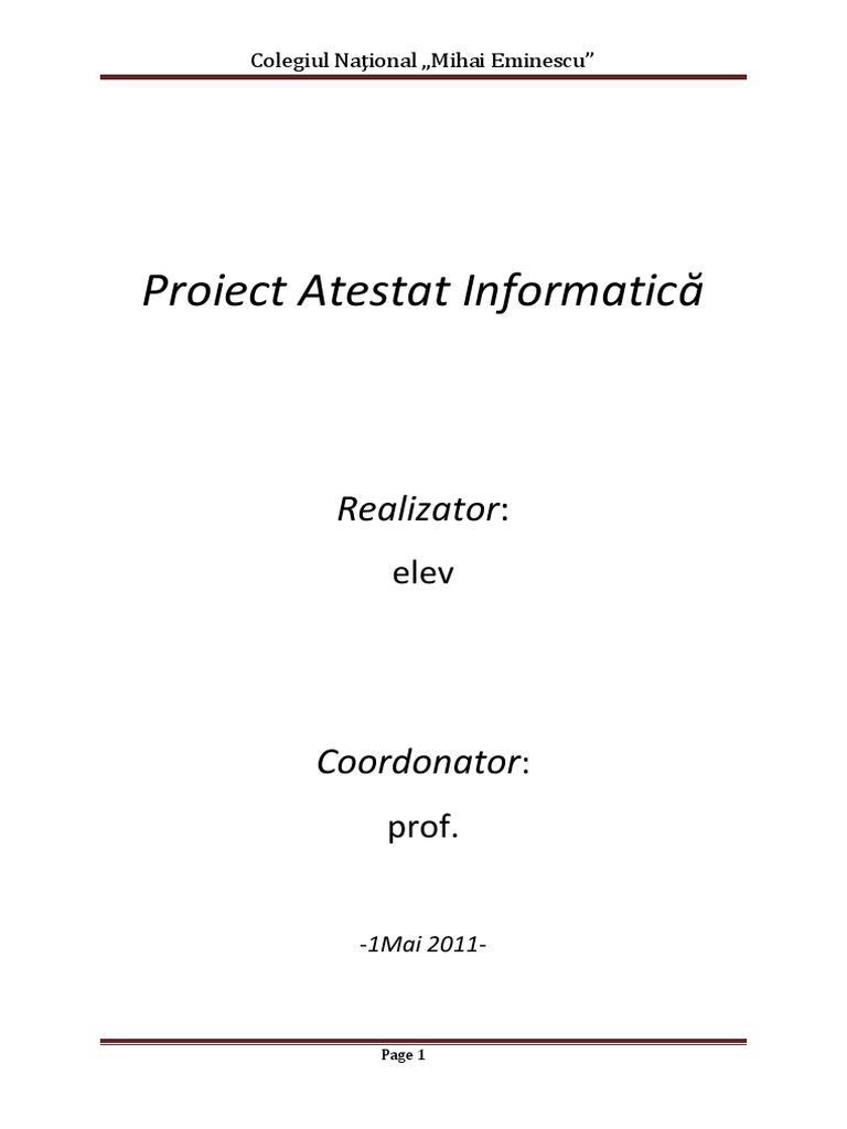 Proiect Atestat Informatica | PDF