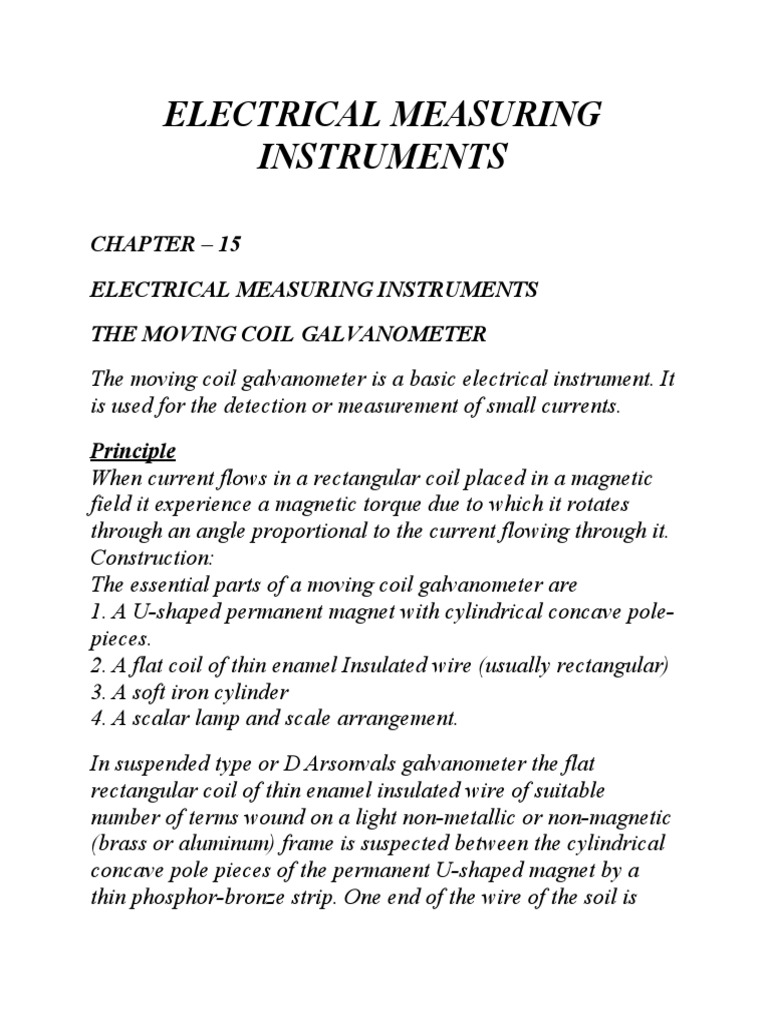 Chapter 15 Electrical Measuring Instruments PDF Quantity Physics