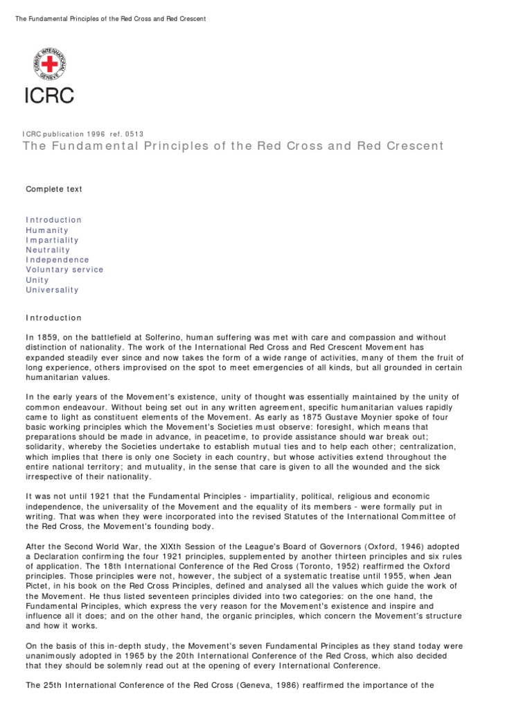 Principles And Rules For Red Cross And Red Crescent Disaster Relief – AABB