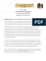 CFP 2013 New Work Modernist Studies, Deadline 18 Nov