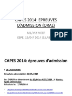 CAPES 2014 Présentation Modalités ORAL