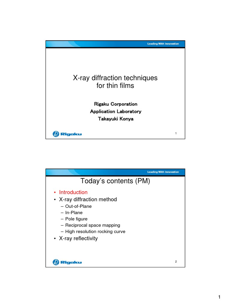 X-ray Diffraction Techniques for Thin Films | PDF | X Ray ...