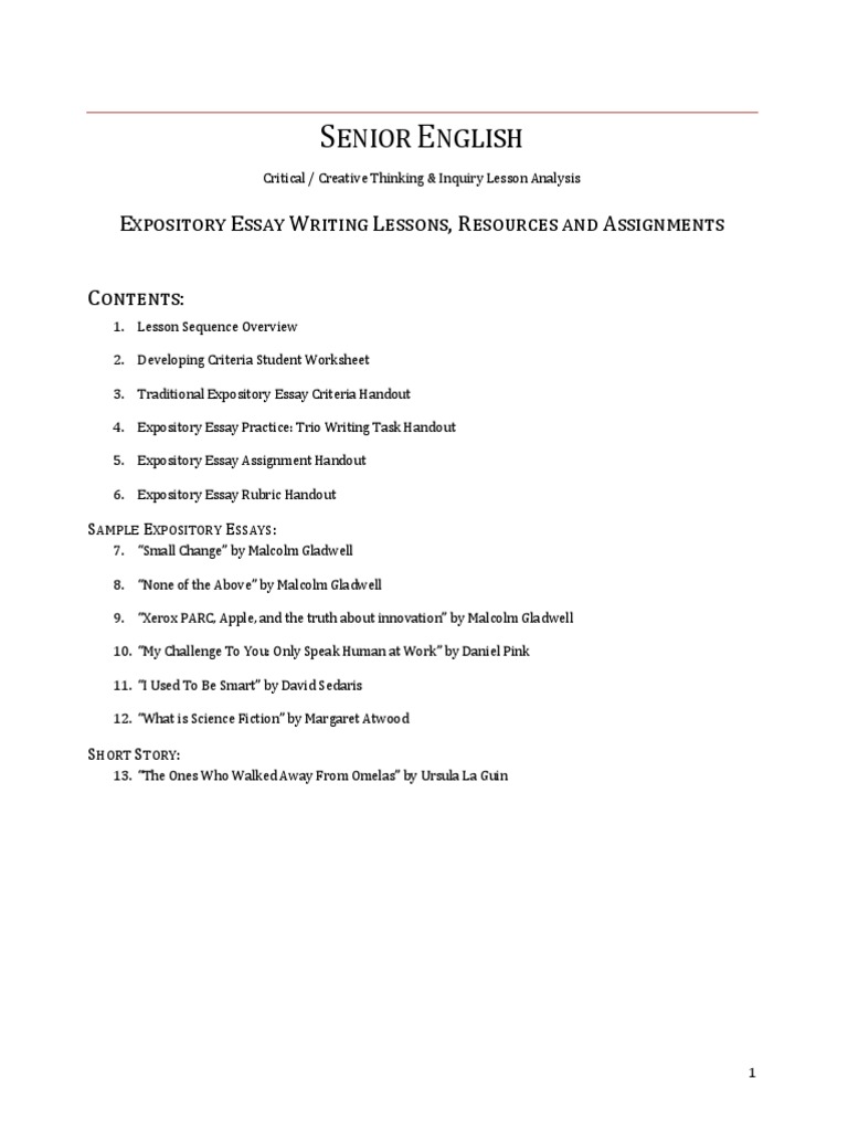 Sample expository essay pdf picture