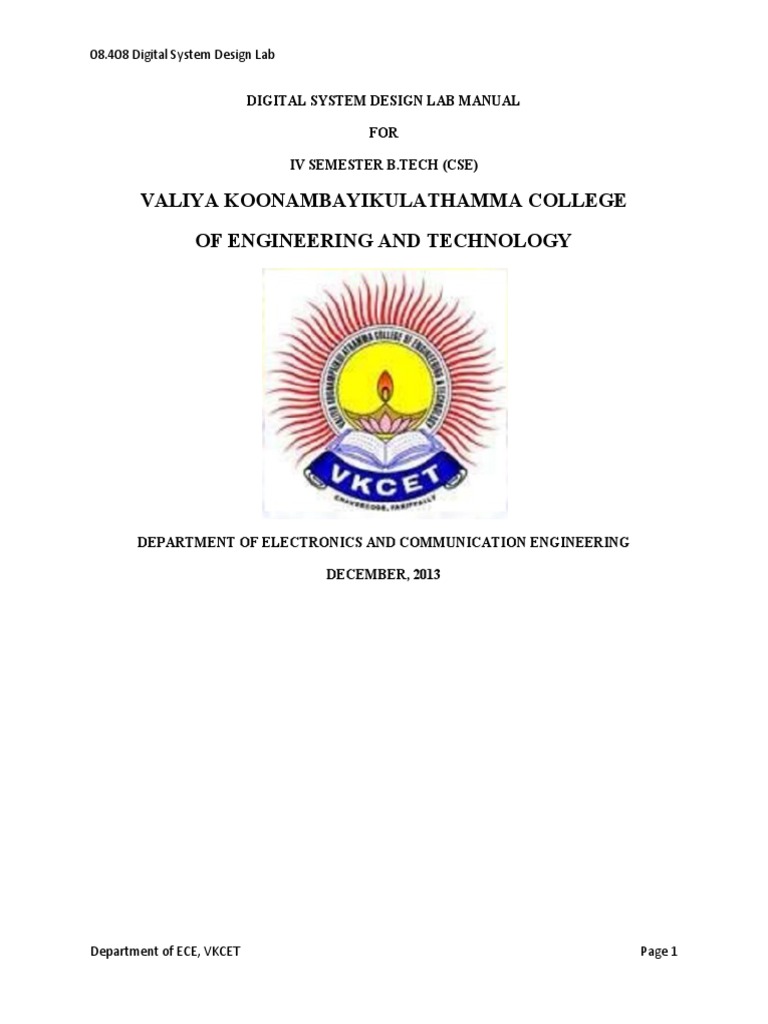 Digital System Design Lab Manual (08.408 Btech Cse Kerala University