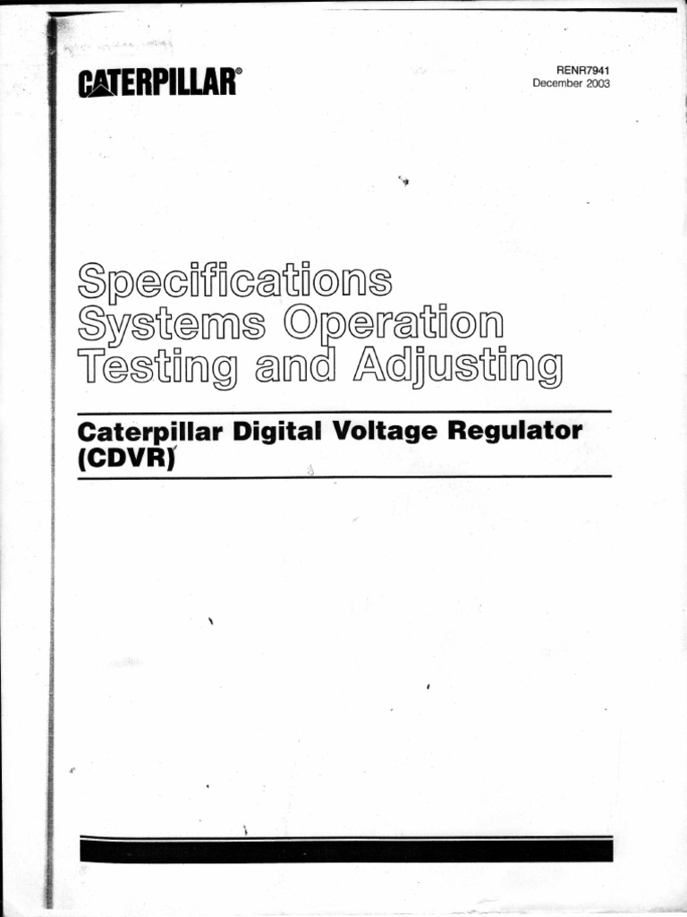 Caterpillar Digital Voltage Regulator Service Manual PDF