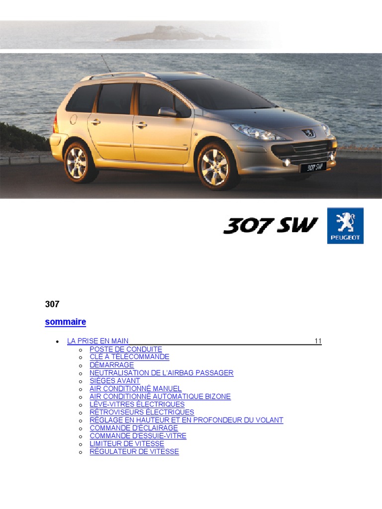 Peugeot 307 SW (Juin 2006 Fev 2007) Notice Mode Emploi Manuel Guide PDF, PDF, Système anti-blocage des roues