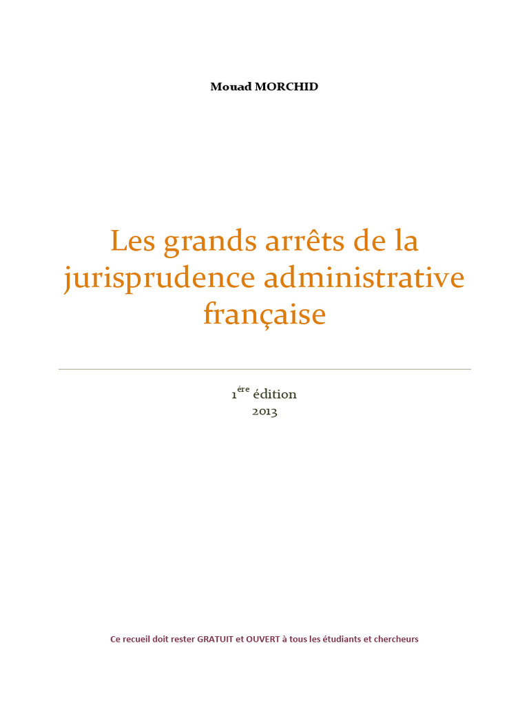 Les Grands Arrêts De La Jurisprudence Administrative