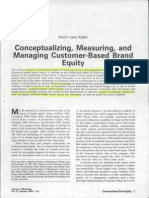 Conceptualising, Measuring and Managing CBBE-Keller 1993