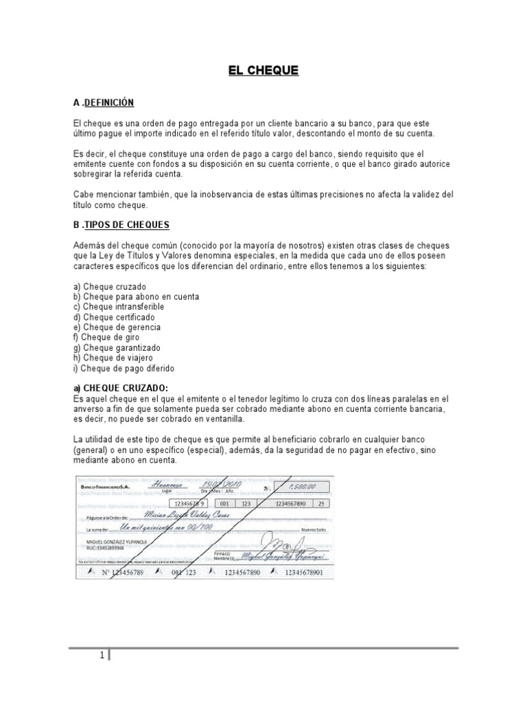 Tipos de Cheques y Delitos Relacionados | PDF | Cheque | Pagos