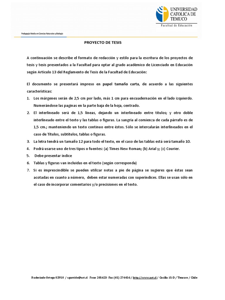 Formato para Proyecto de Tesis en Educación | PDF | Teoría | Hipótesis