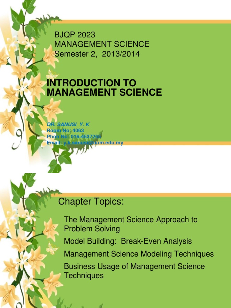 Introduction to Management Science Techniques | PDF | Conceptual Model ...