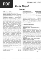 US Congressional Record Daily Digest 07 April 2005