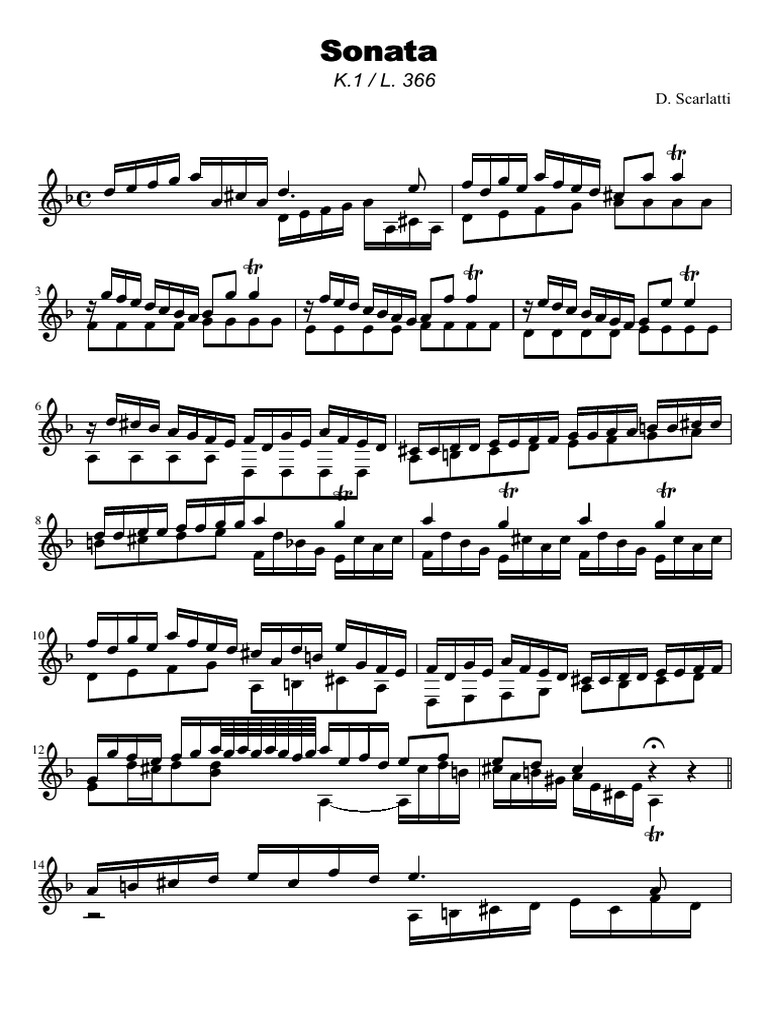 D Scarlatti Sonata K1 Guitar