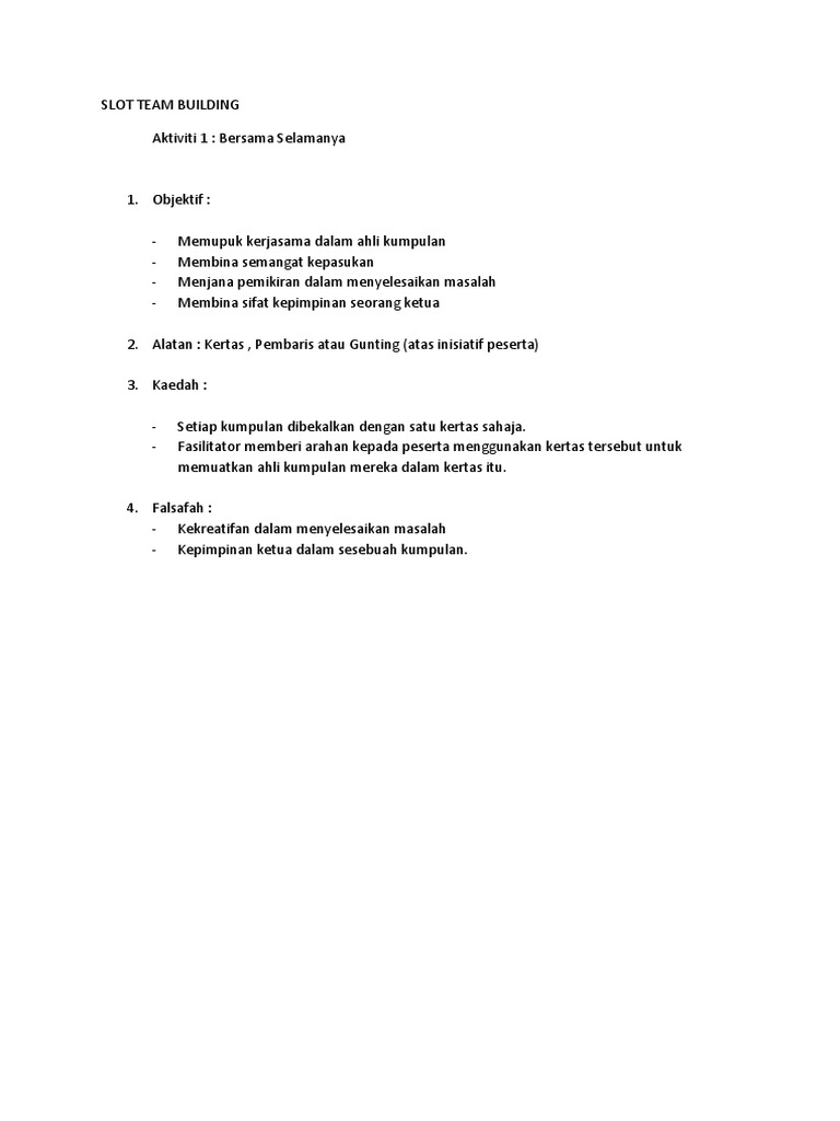 Slot Team Building Nur Qhairunnisa Azman Pdf