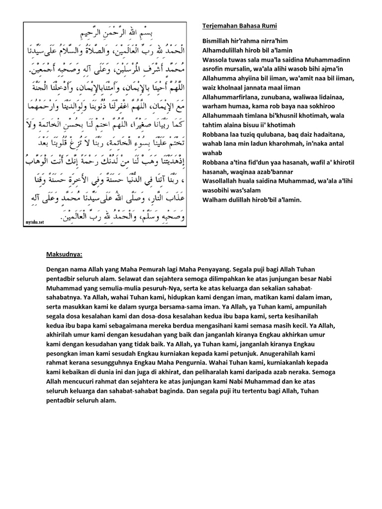 Doa Harian dalam Bahasa Rumi | PDF | Agama & Spiritualitas