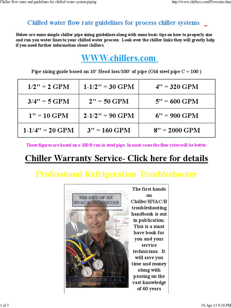 Chiller Flow Rates and Guidelines For Chilled Water System Piping | PDF ...