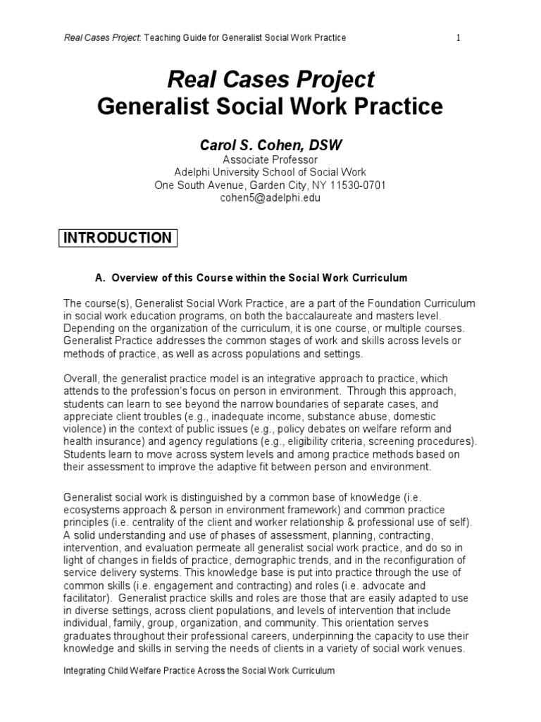 Generalist Social Work Teaching Guide | PDF | Social Work | Community
