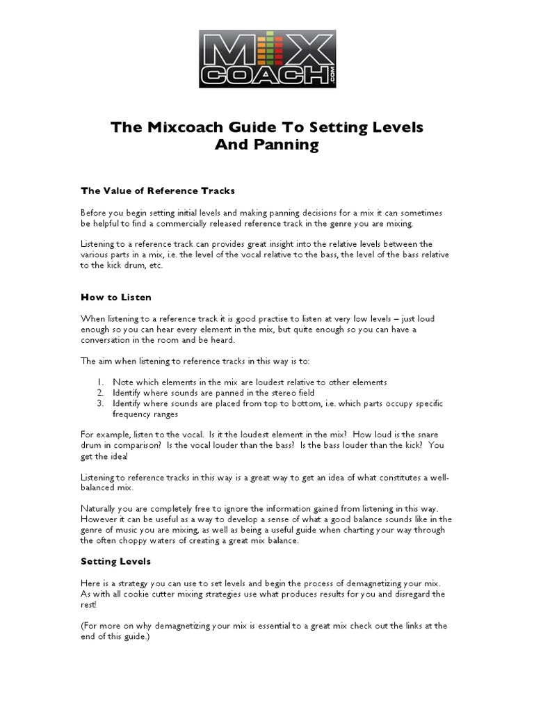 The Mixcoach Guide To Setting Levels | PDF | Foreign Language Studies