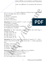 MCQs On Correlation and Regression Analysis