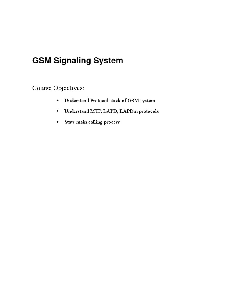 Gsm Signaling System Course Objectives Pdf Communications