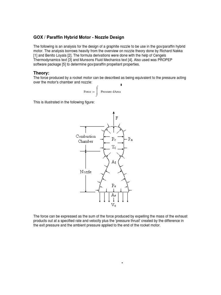 GOX/Paraffin Hybrid Motor Nozzle Design | PDF | Nozzle | Rocket Engine