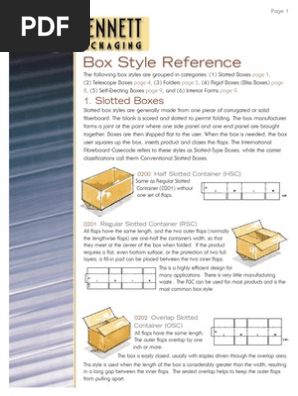 Bennett Packaging Box Styles Reference