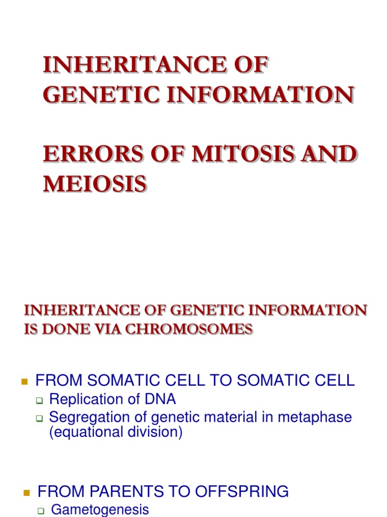 Errors of Mitosis and Meiosis Biology Diagrams