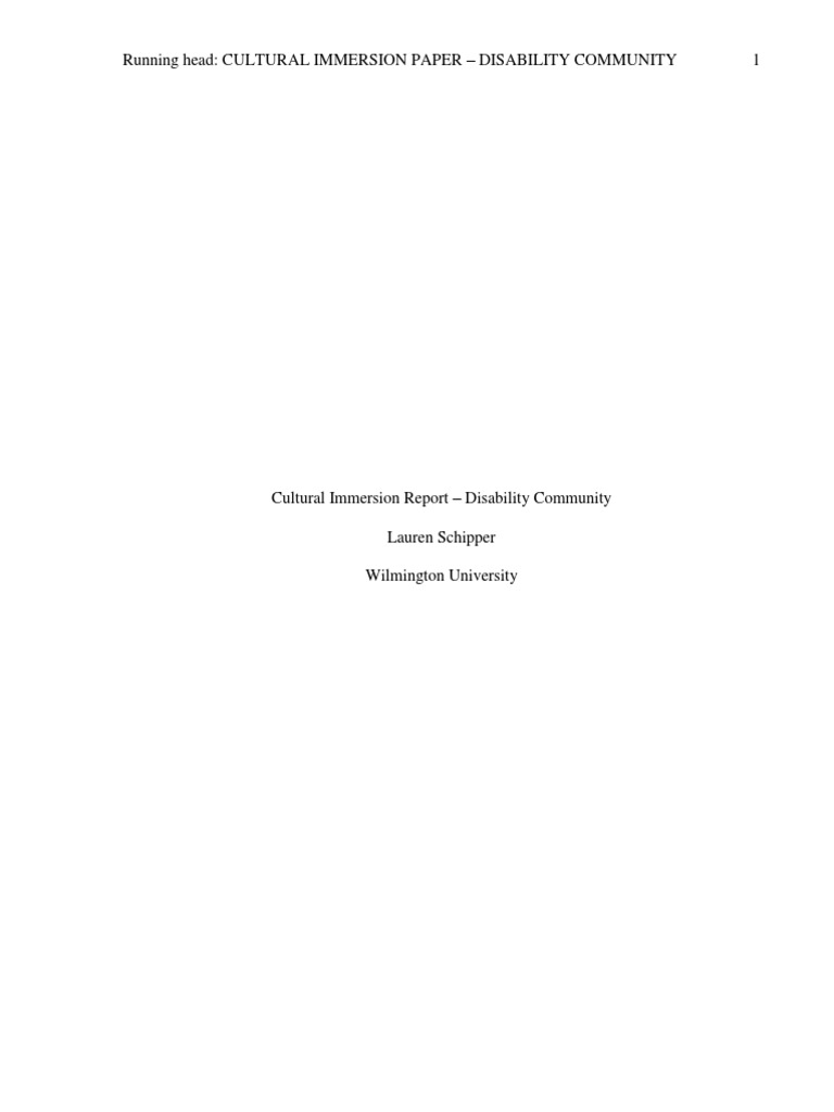 Cultural Immersion Paper | PDF | Americans With Disabilities Act Of ...