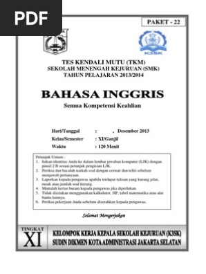 Soal Tkm B Inggris Kls Xi Des 2013 Languages Personal Growth
