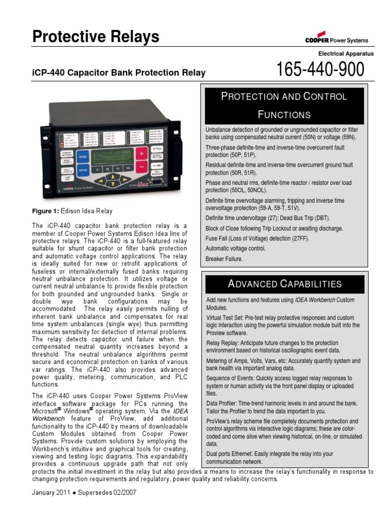 iCP440 Capacitor Bank Protection Relay PDF Capacitor Relay